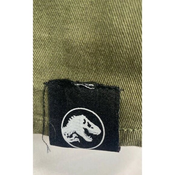 Jurassic Park World Khaki Button-up Top w Dinosaur Skulls, Cosplay Unisex Retro - Picture 9 of 9